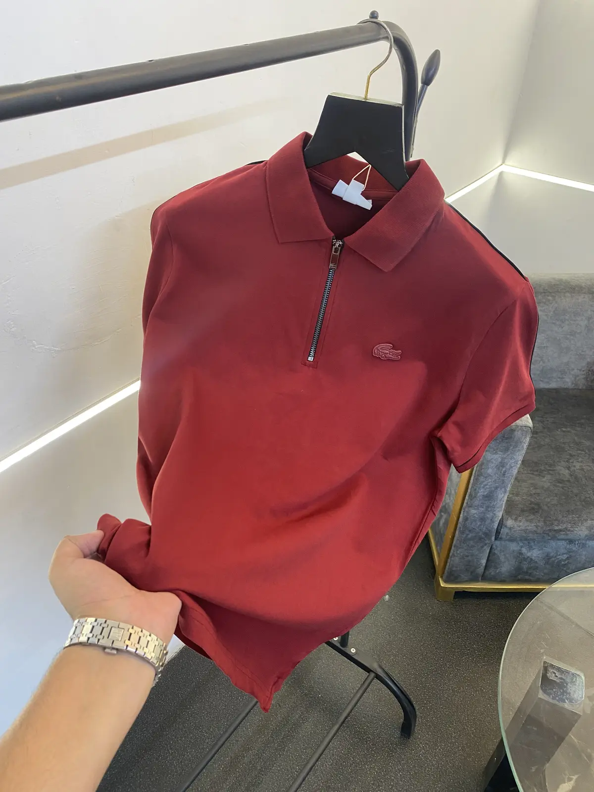 Lacoste imported polo tshirt maroon sale - Image 2