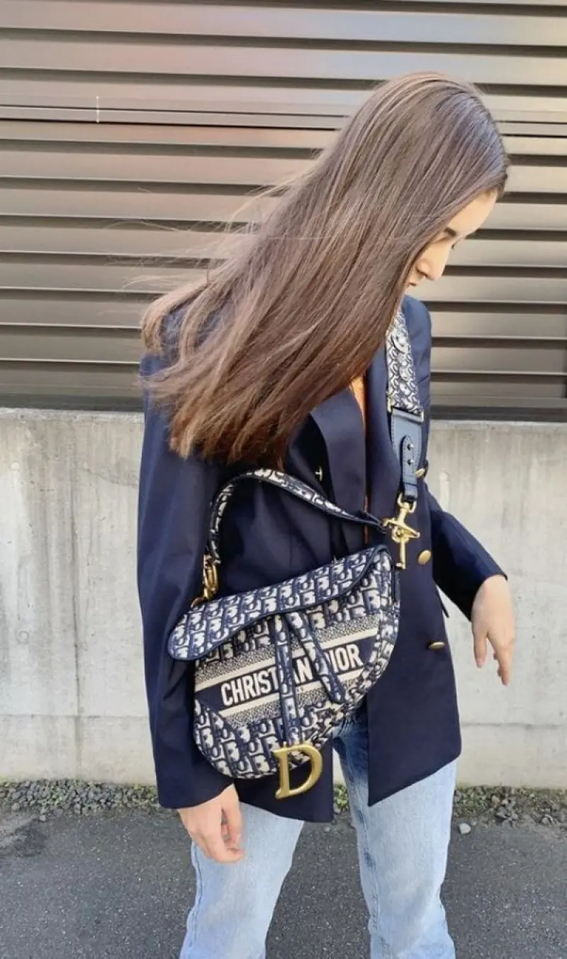 Dior Saddle Bag Oblique Embroidery With OG Box & Dust Bag (Blue D-127)