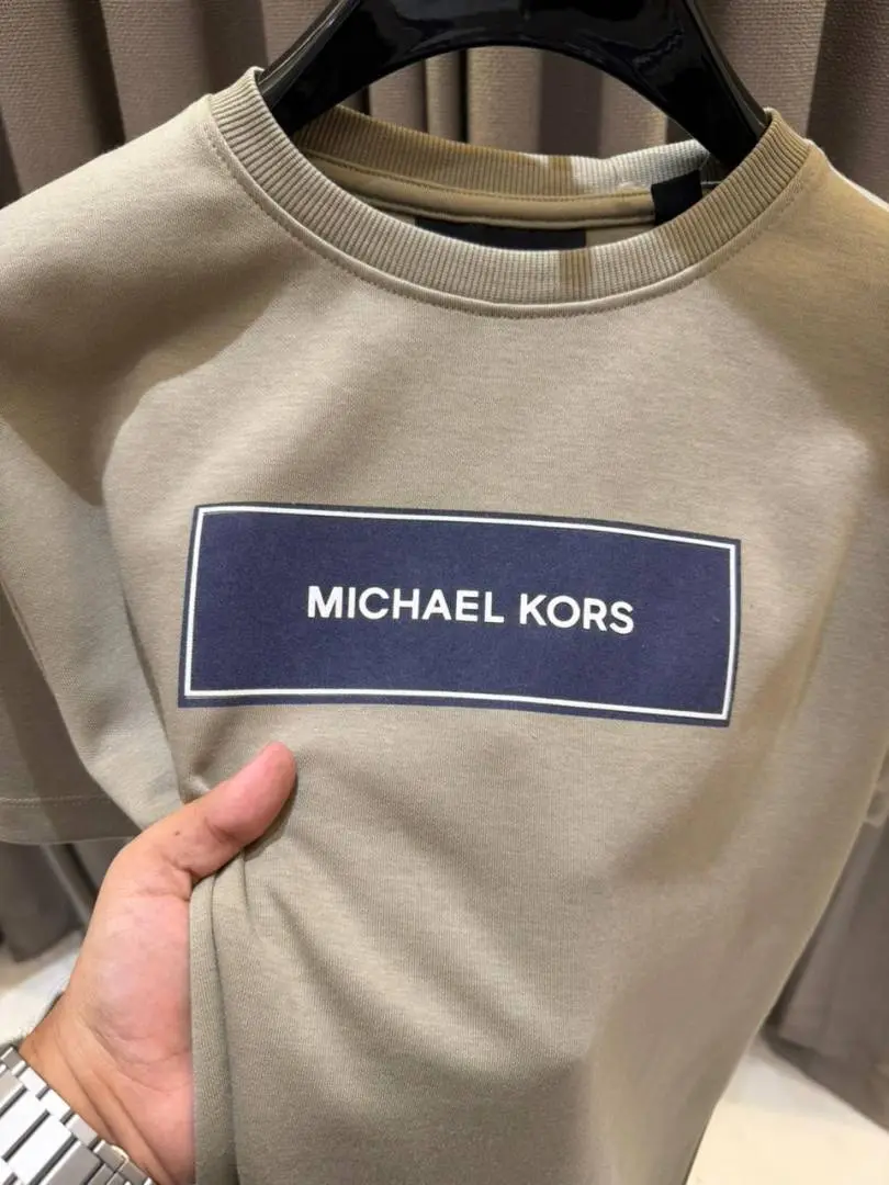 Michael Kor Middle Brand Logo Round Neck T-shirt Beige - Image 3
