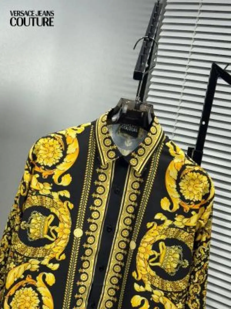No Return Versace Bandana Couture Box Pack Full Sleeves Shirt Black Gold - Image 2