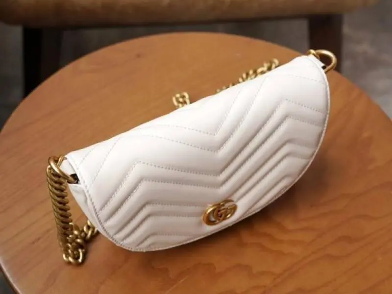 Gucci GG Marmont Moon Premium Shoulder Bag With OG Box & Premium Dust Bag & Carry Bag (White - 905) - Image 3