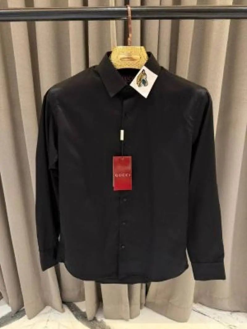 No Return Guchi Collar Tiger Diamond Box Pack Full Sleeves Shirt Black - Image 2