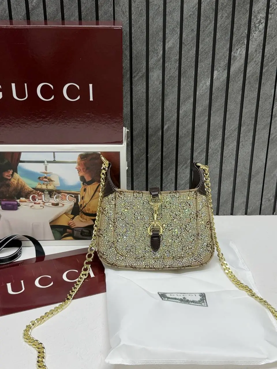 Gucci Jackie 1961 Diamond All Over Sling Bag With OG DoubleBox Packing - Image 2