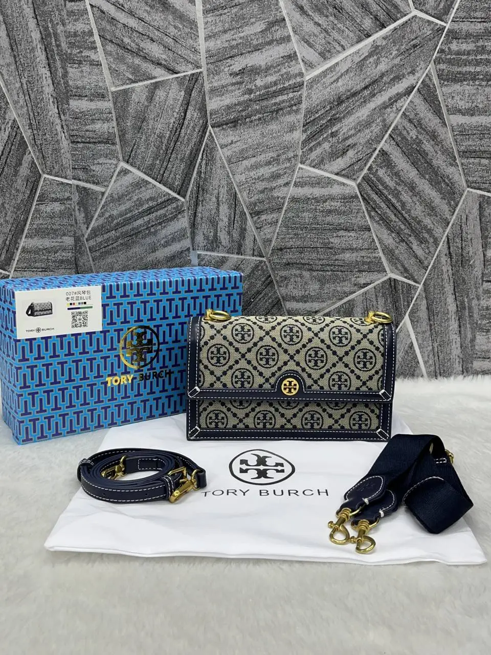 Tori Burch T Monogram Jacquard Crossbody Bag With 2 LongBelt OriginalPacking - Image 6