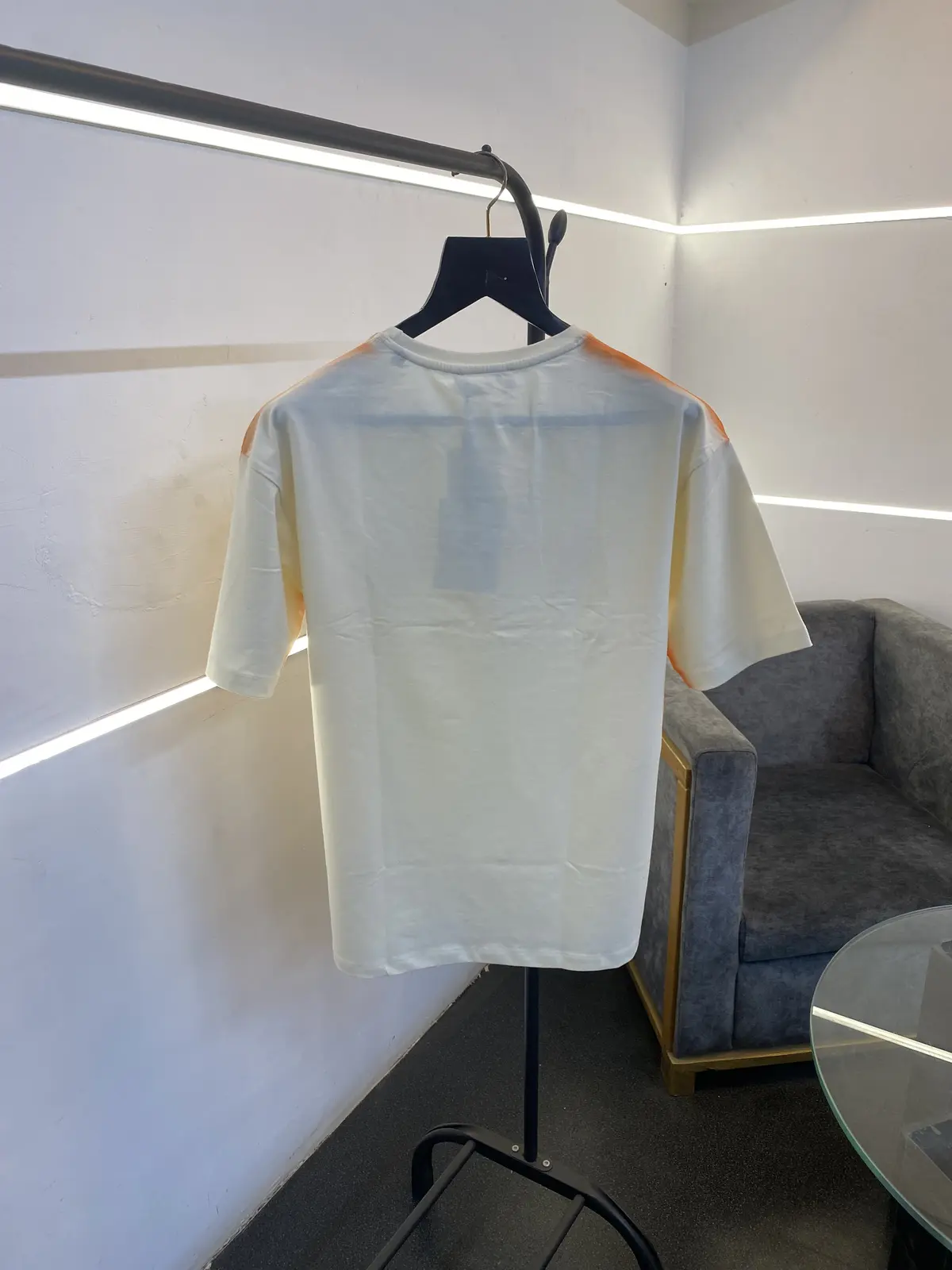 Balenciaga a over size spray print with embroidery logo imported tshirt cream - Image 3