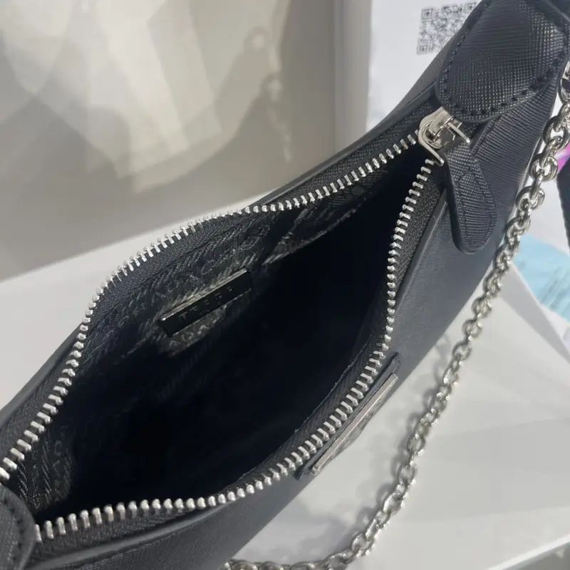 Prada Re-Edition Leather Black-Silver With OriginalBox - Image 2