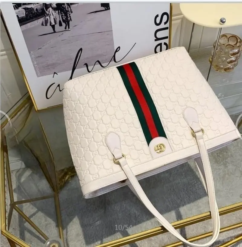 Gucci Ophidia GG Supreme Tote Bag With OG Box & Dust Bag (White-605) - Image 2
