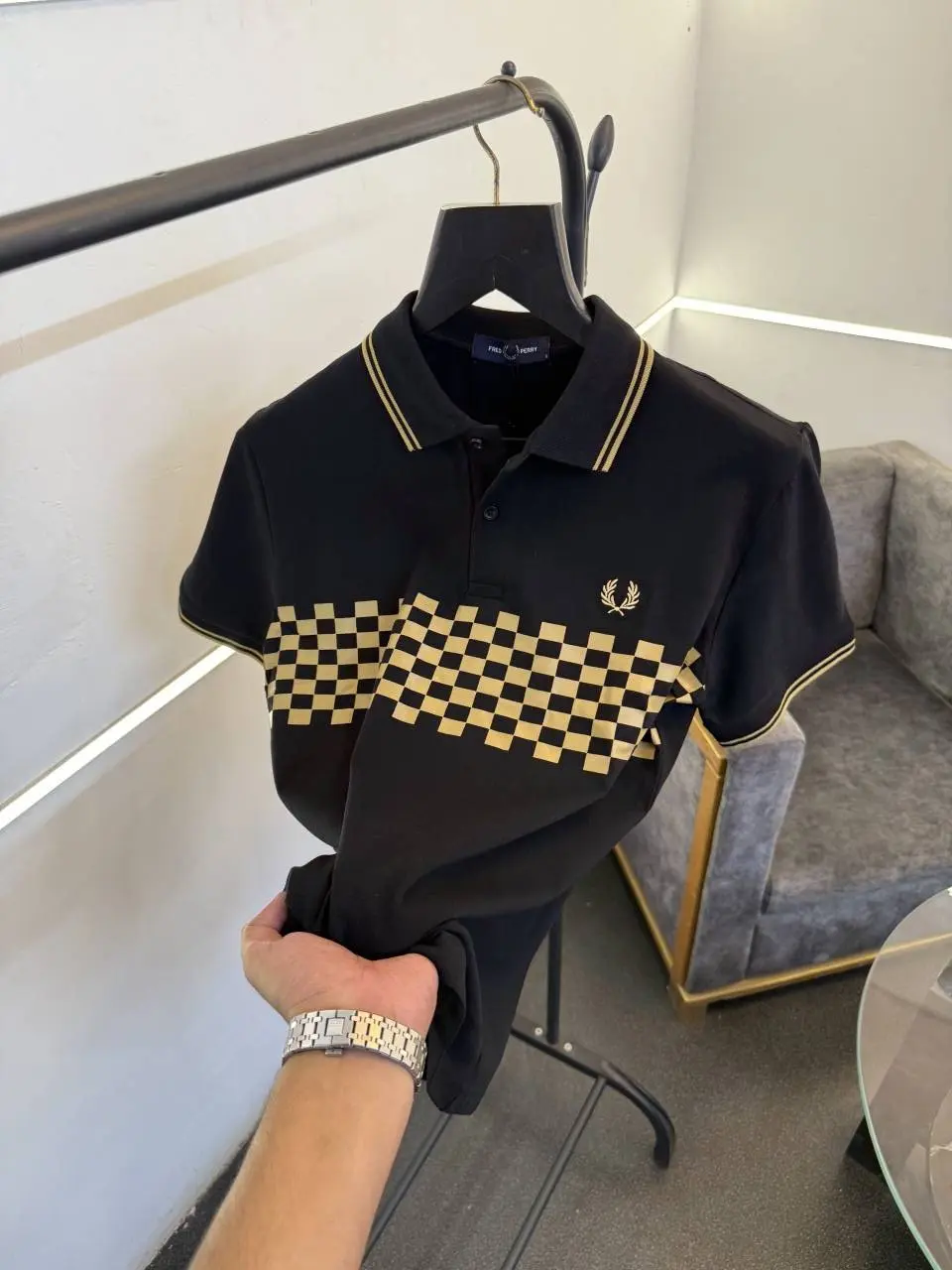 Fredperry black imported embroidery polo tshirt sale - Image 2
