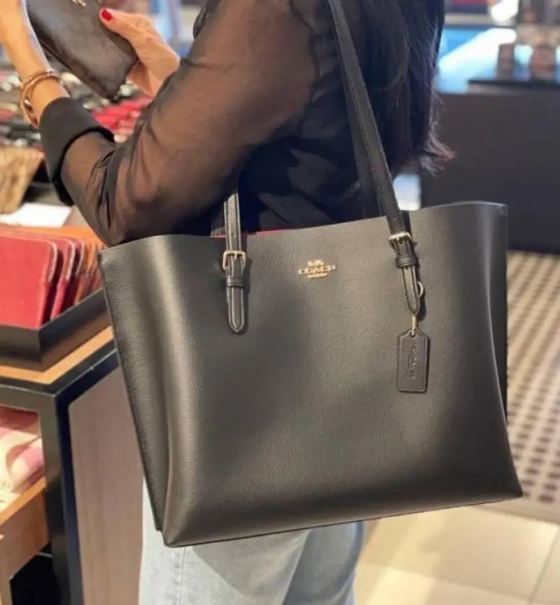Coach1198 Mollie Premium Leather Tote Bag With OG Box & Dust Bag (Black - 1198) - Image 8