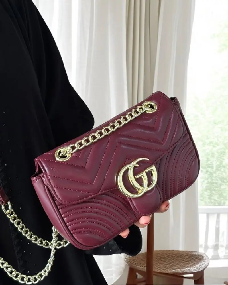 Gucci GG Marmont Premium Shoulder Bag With OG Double Box & Premium Dust Bag & Carry Bag & Accessories (Wine - 1230) - Image 6