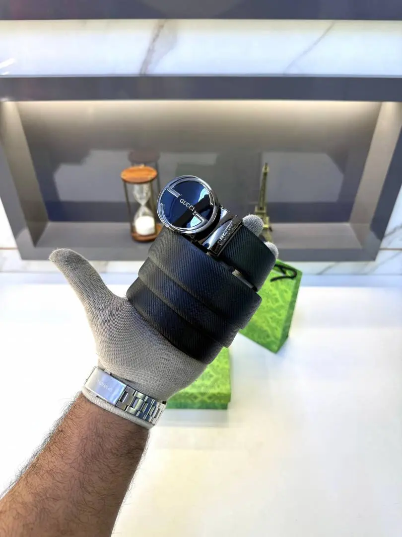 Gucci Glossy Black Belt Fa 489