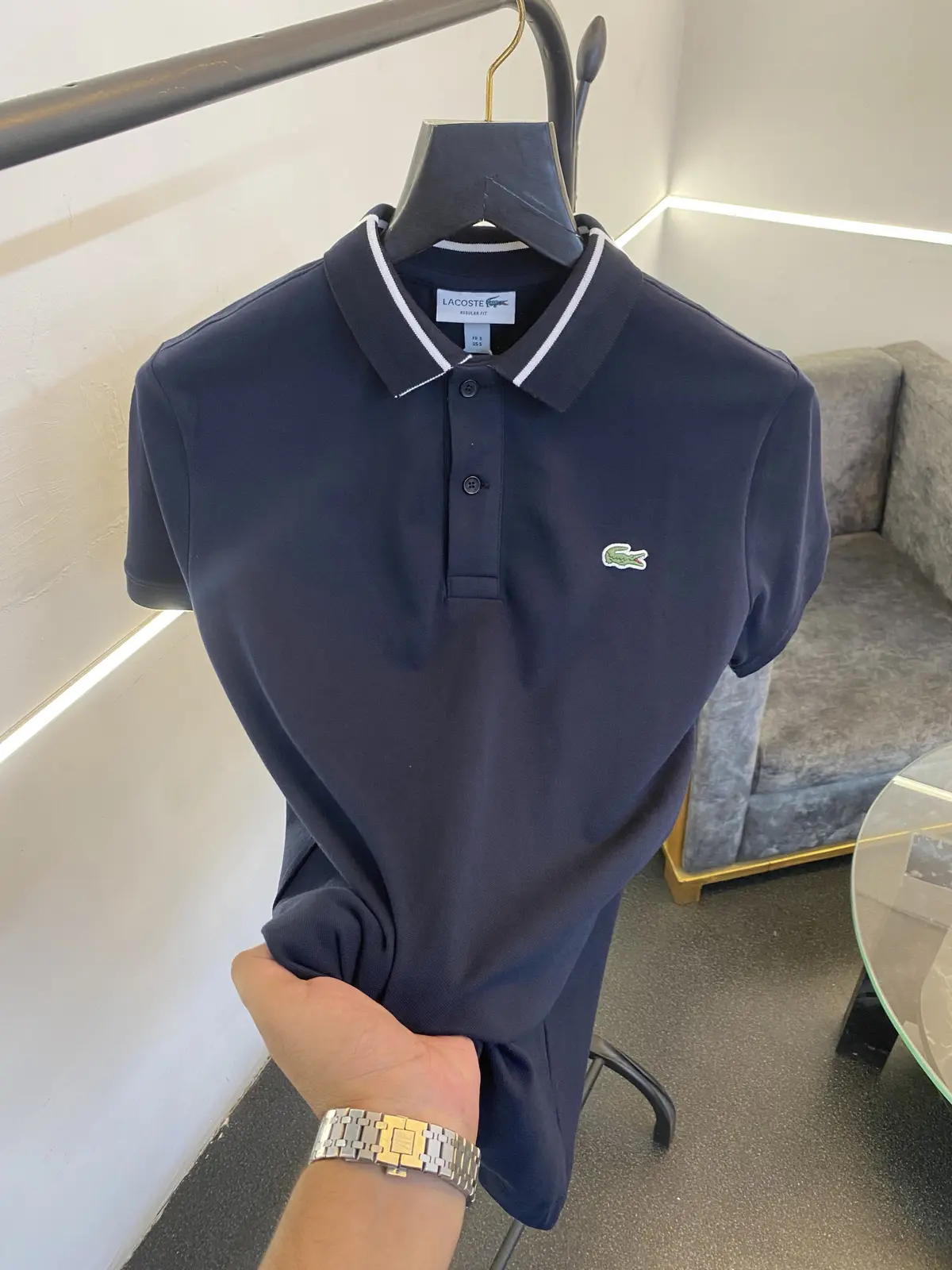 Lacoste pique imported polo tshirt navy blue sale - Image 3