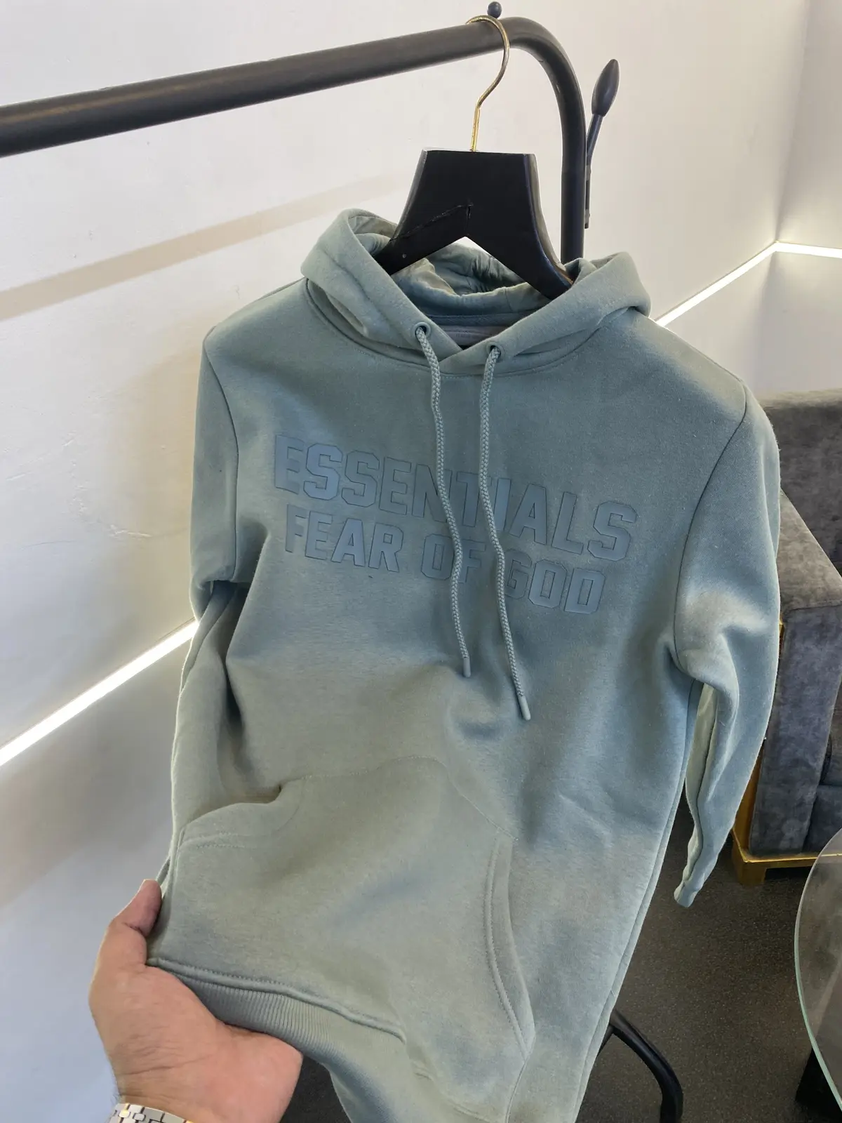 Essentials fear of god imported hoodie dusty blue - Image 2