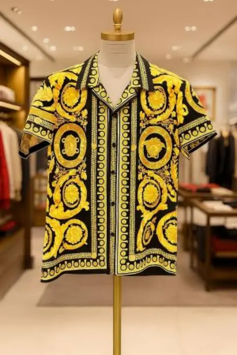 VERSACEE BOROCCO SHIRT IMPORTED HALF SLEEVES gold