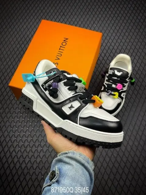 Louis Vuitton maxi trainer black white--SALE