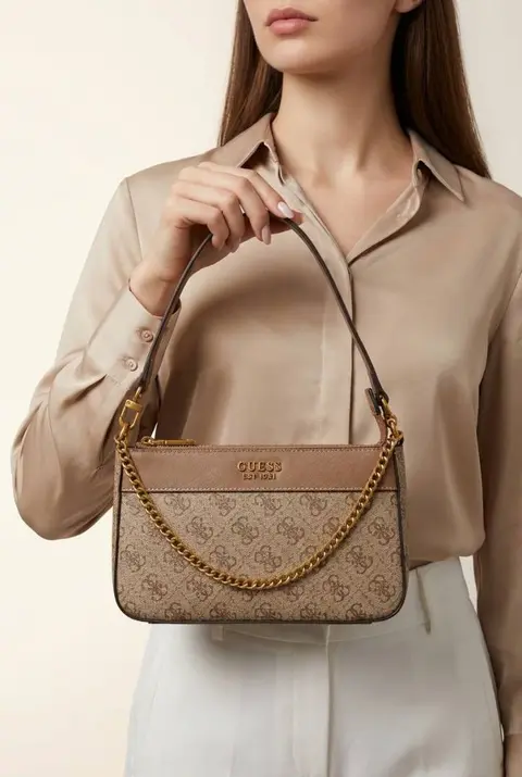 Guess GS6 Katey Khakhi Shoulder Bag With Original Box & Dust Cover