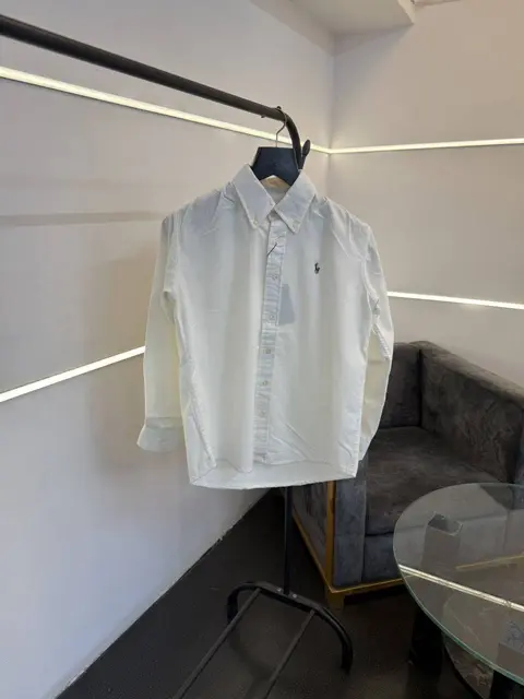 Ralph lauren white courduroy fabric imported shirt