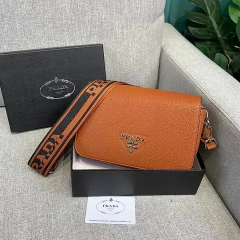 Prada Flou Shoulder Bag With OG Box & Dust Bag (Tan-779)