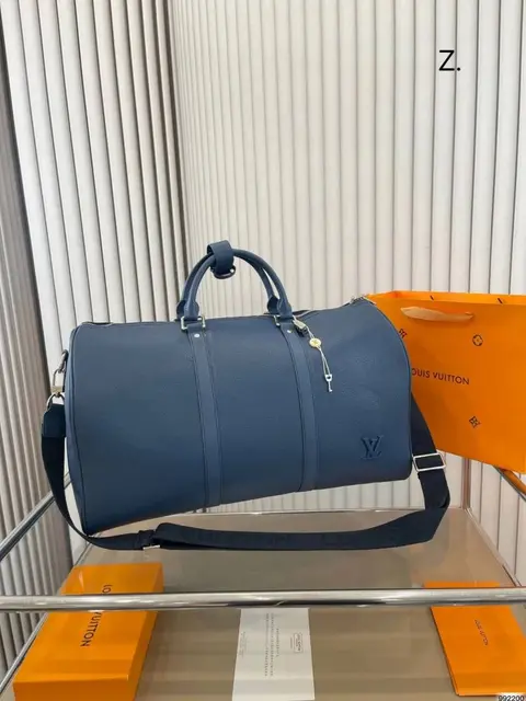 vuitton lv keepall bandoulire premium unisex duffle bag with dust bag & accessories (blue - 687)