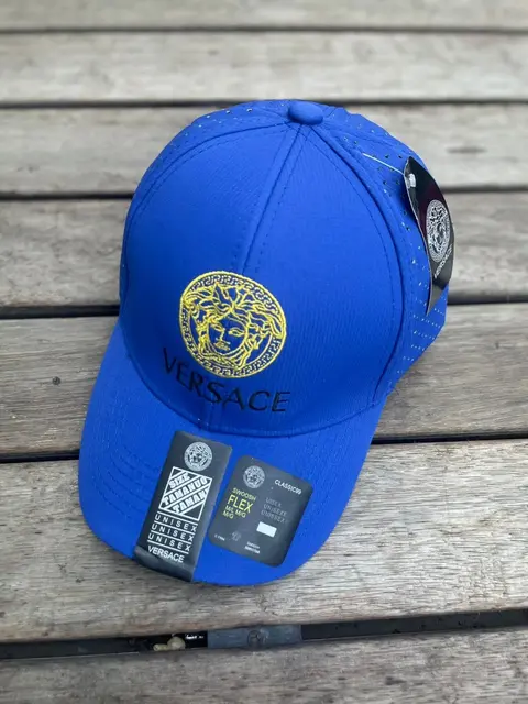 Versace Front Gold Medusa Logo Black And Blue Net Premium Unisex Cap (With Box) 746
