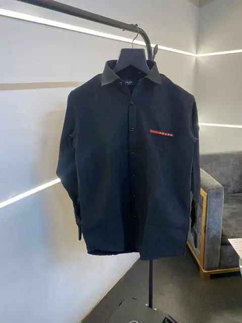 Prada style 07 cotton suede imported box pack shirt black