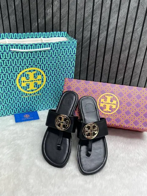 Tory Burch Thong Black With OriginalBox CarryBag Packing