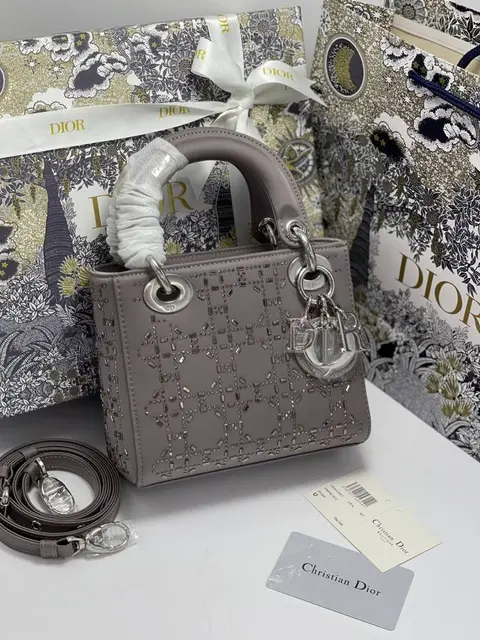 Dior Lady 8818 Starss Cannage Satin Medium Handbag With Original Box & DustCover