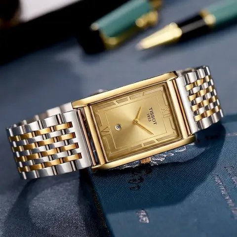 Tissot 1853 T-Classic Heritage Rectangular Style 2Ton-Gold-Hold