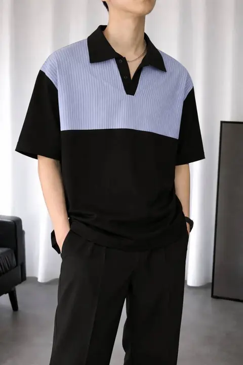 KOREAN IMPORTED HIGH DEMAND ARTICLE POLO T-SHIRT BLACK AND SKY BLUE