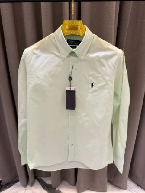 Ralph Lauren Chest Logo Full Sleeves Shirt White Sky Green
