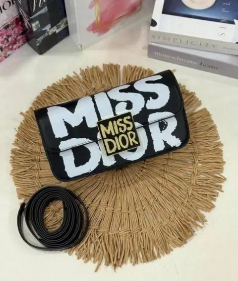 Miss Dioor Luxury Edition Superior Quality Flap Shoulder Bag With OG Box & Dust Bag (Black - 1017)