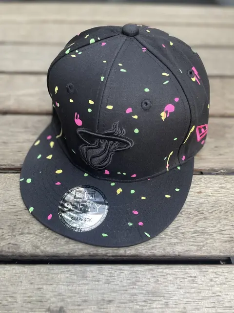 Miama Heat Blackout Neon Paint Splash 9fifty New Era Fits Premium Unisex Snapback Cap (With Box) 442