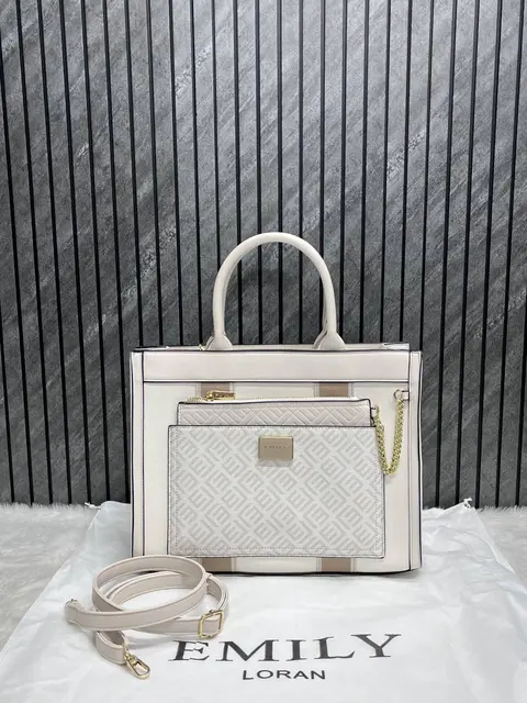 Emily Loran Beige Large Satchel Bag Highend Leather Handbag With Dust Cover Packaging