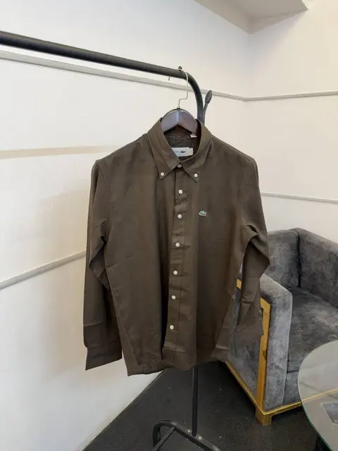 Lacoste brown pure linen fabric imported shirt