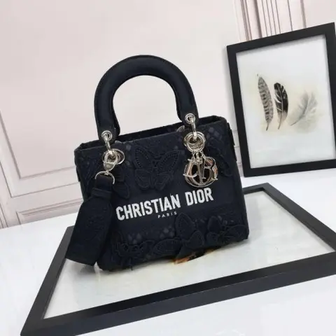 Diyor875 Lady My ABC D-Lite Embroidery Luxurious Quality With OG Magnetic Gift Box & Dust Bag & Scarf (Black - 875)