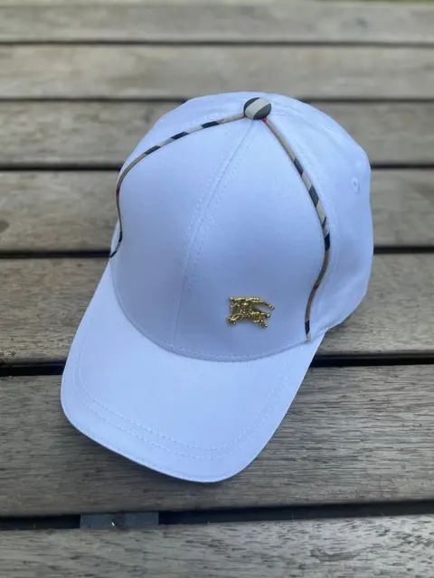 Burberry TB Small Equestrian Knight Logo White Premium Unisex Cap With Safety Box 849