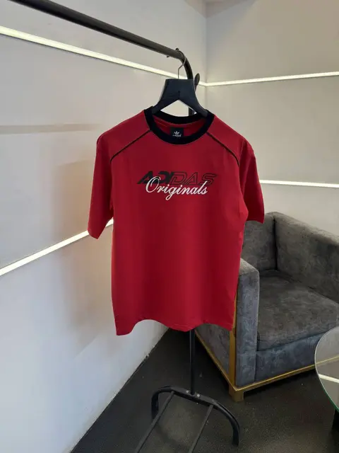 Adidas drop shoulder imported round neck tshirt red