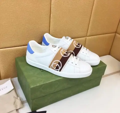 Gucci ace premium sneakers white brown--SALE
