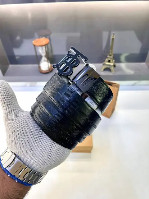 Burberry Glossy Grey Reversible Belt Fa 1001