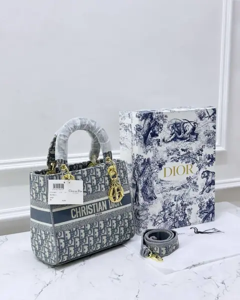 Dior Lady Dlite Grey 8825 Handbag With OriginalBox & DustCover