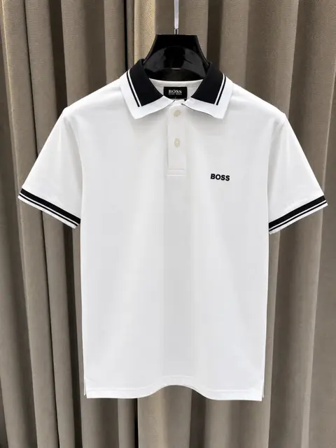 Boss Premium Polo Tshirt White Black