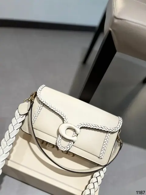 Coach Tabby 26 Elite Quality Shoulder Bag With OG Double Magnetic Box & Dust Bag & 2 Belts (Of White-664)