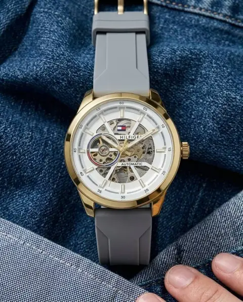 Tommy Hilfige r Automatic Silicon Grey-Gold-White