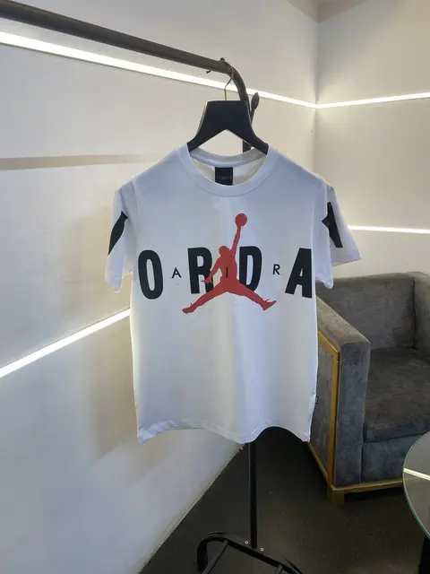 Air jordan full front print with logo imported round neck tshirt white