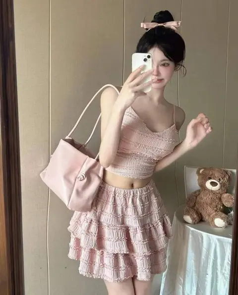 Women Br Skirt With Top Peach SB164-PH