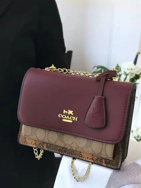 Coach Klare Signature Crossbody Bag With OG Box & Dust Bag (Wine-1001)