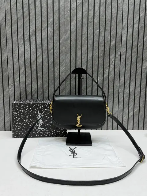 Ysl Voltaire 8868 Black-Gold Shoulder Crossbody Bag With Original Box