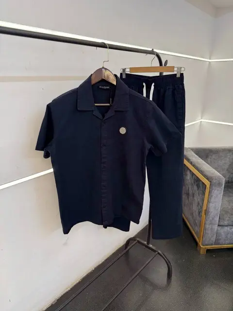 Balmain imported cord set with steel logo blue