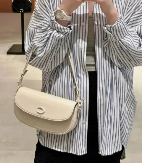 Coach1005 Emmy Saddle Premium Crossbody Shoulder Bag With OG Double Box & Dust Bag (White - 1005)
