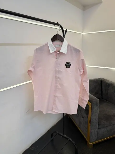 Lacoste imported oxford linen shirt pink